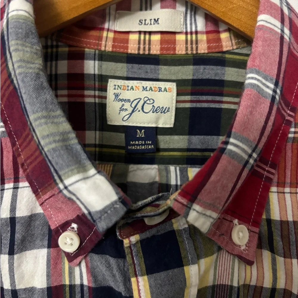 J. Crew Men's Red and Blue Plaid Button Down Shirt